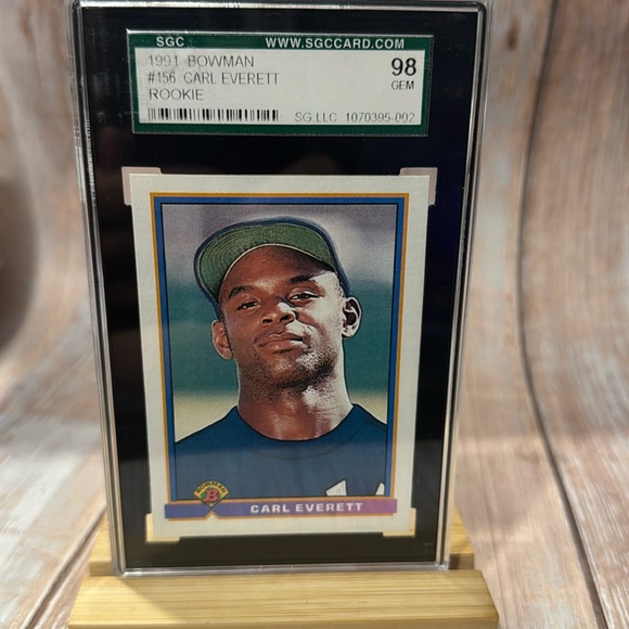 1991 Bowman #156 Carl Everett Rookie SGC Card 98 GEM Baseball Card Item #ME562 - Picture 1 of 3